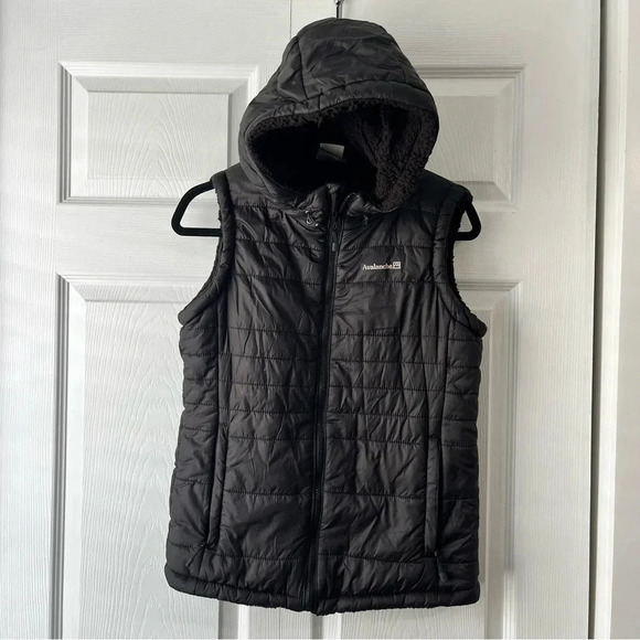 Avalanche Wear Lined Puffer Hooded Vest Zipper Front Chin Guard Womens Black Sm - Picture 1 of 5